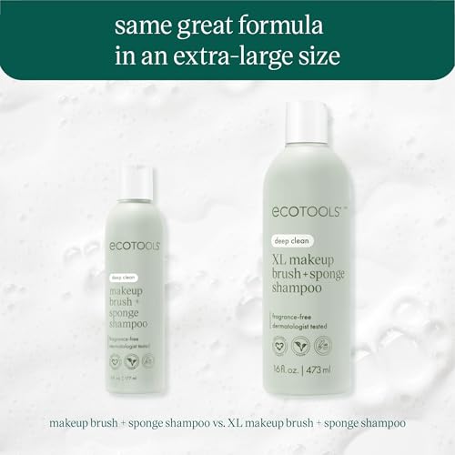 EcoTools XL Makeup Brush and Sponge Shampoo - 16 Fl Oz Pack of 2, Fragrance-Free, Vegan & Cruelty-Free