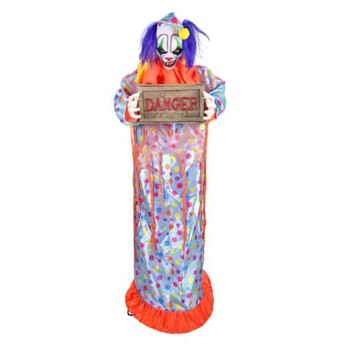 5.5-Ft. Jump Scared Clown Halloween Animatronic - 65 Inch Version