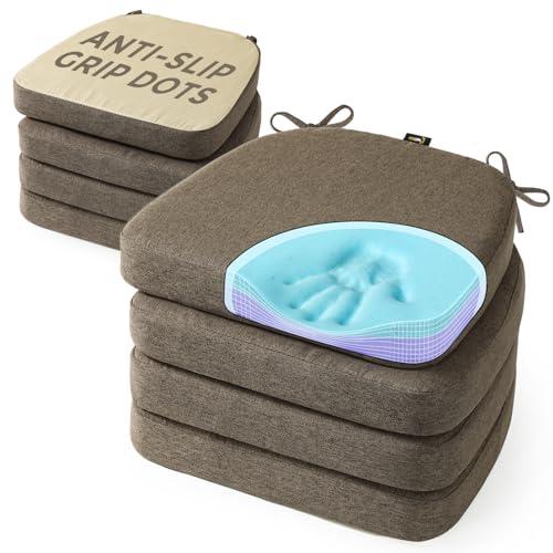 SUNROX Heather Chestnut Gel Memory Foam Chair Cushions Set of 8 16x17" - Non-Slip Dining & Office Seat Pads