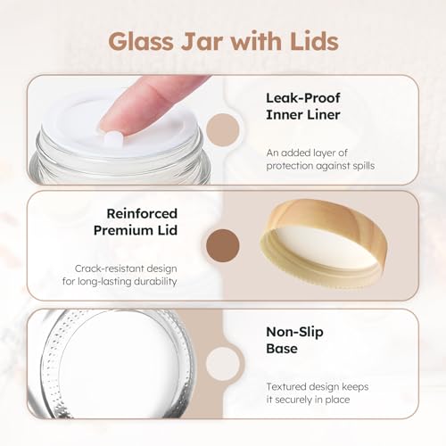 Clear Glass Jars with Woodgrain Lids - 2 oz, 36 Pack, Travel & Storage