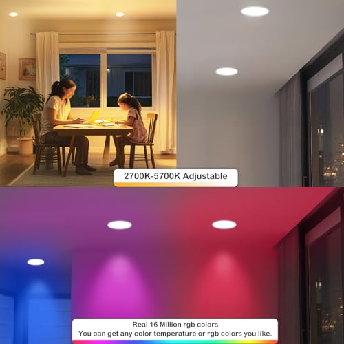 MELPO 6 Inch Smart Recessed Ceiling Light 1500LM RGBWW WiFi Alexa Siri 12 Pack