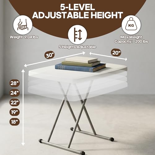 Adjustable Folding Table 30 Inch Portable Camping & Dining Surface