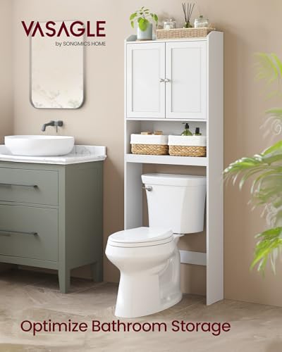VASAGLE Over-the-Toilet Storage Cabinet 24.6'' Cloud White, Without Side Storage