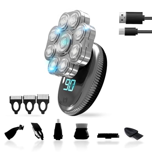6-in-1 Head Shaver Kit for Men Wet & Dry Rechargeable Bald Shaver