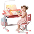 Kids Desk and Chair Set with Adjustable Height & Tiltable Desktop, Art & Study Table for Ages 3-12