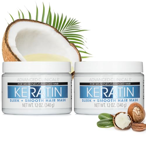 Keratin Hair Mask Treatment 12 Fl Oz Pack of 2 for Color-Treated, Dry & Frizzy Hair - Fortifying & Smoothing