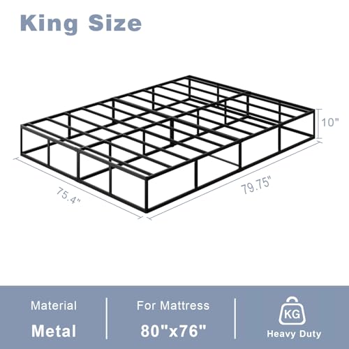 10 Inch King Size Metal Box Spring - High Profile Support Bed Base