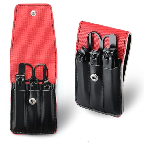 Cool Manicure Set for Men, Nail Clipper Grooming Kit for Teen Boy, Boyfriend, Husband, Dad, Small Gift Idea for Christmas Stocking Stuffers or Birthday Gift (Black)