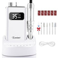 Enniewi White Cordless Electric Nail Drill Kit with 7 Bits & Rechargeable Base