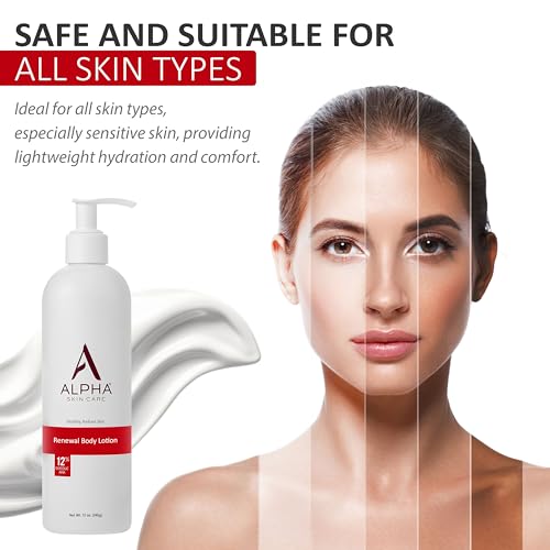 Alpha Skin Care Revitalizing Body Lotion with 12% Glycolic AHA, 12 Oz - Exfoliating & Hydrating