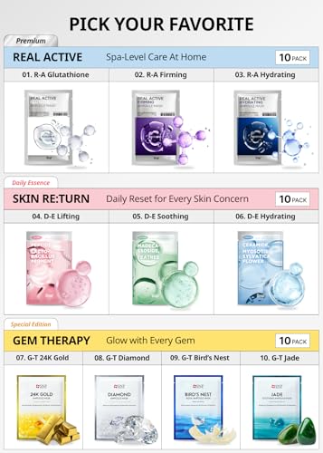 Glutathione Ampoule Sheet Mask - Vegan Revitalizing Facial with Niacinamide - Variation 01.R-A