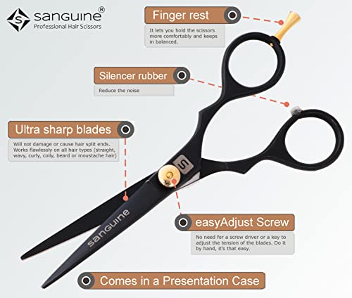 Professional Hair Cutting Scissors 5.5 Inch - Sharp Japanese Style with Case & Tip Protector