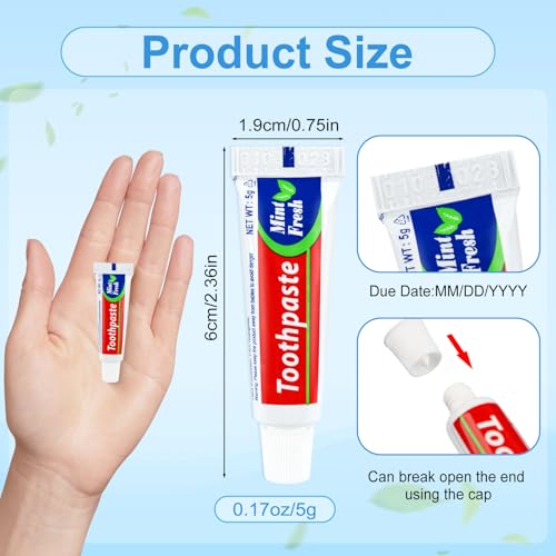 200 Pack Travel Size Mini Toothpaste Tubes - Disposable Mint Flavor, 0.176 oz - Variation of THIS listing
