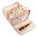 Large Travel Makeup Bag for Women with Luggage Sleeve and Reinforced Dual Handles, Featuring 10 Independent Elastic Brush Slots and 25 Pockets, Large Capacity Waterproof Cosmetic & Toiletry Organizer