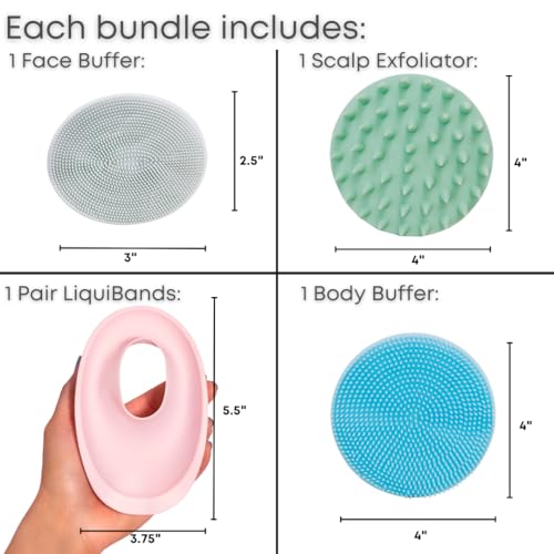 Silicone Spa Gift Set for Face & Body - Sky Blue Beauty Kit with Buffers & Exfoliator - Hypoallergenic, Durable, All Skin Types