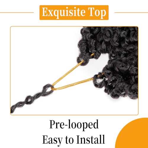 Kulayss 16 Inch Pre-Looped Yanky Twist Crochet Hair - 30 Strands, Mini Passion Twists, Senegalese Braiding, Natural Black, 8 Pack (Variation: 8/pack, 1B#)