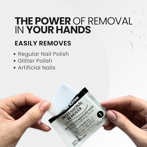 Nail Polish Remover Pads 10 Pack - Acetone Wipes for Salon & Home