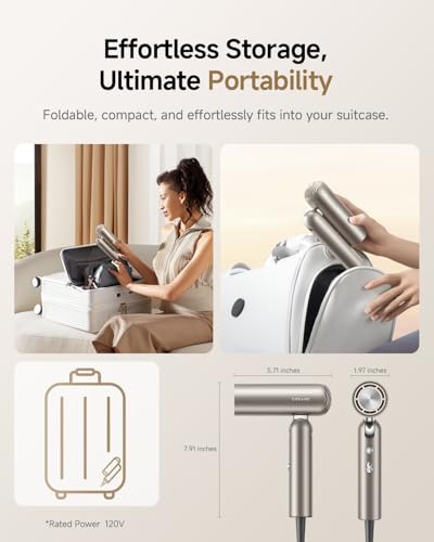 DREAME Pocket Pure High-Speed Foldable Hair Dryer - Ionic, Quiet, Travel Ready