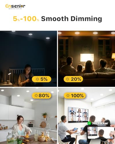 Ensenior 20 Pack 6 Inch Dimmable LED Recessed Light - Canless Wafer with 5CCT