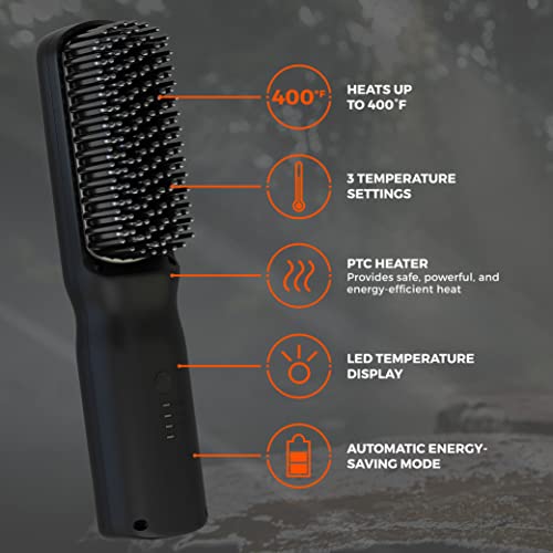 Wild Willies Beard Straightener Brush & Hot Comb - Tourmaline Ceramic, Heated Comb - Effortless Grooming