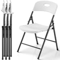 4-Pack Outdoor Folding Chairs, White Heavy-Duty 350lb Capacity – Portable Indoor/Outdoor Seating, Solid Back