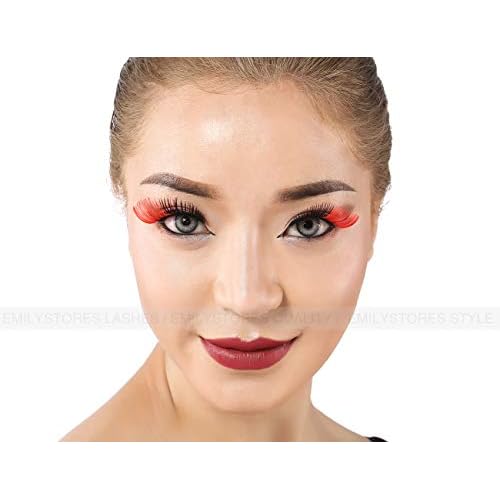 Red Black Eyelashes For Queen of Hearts Costume Accessories Halloween Lashes 1 Pair