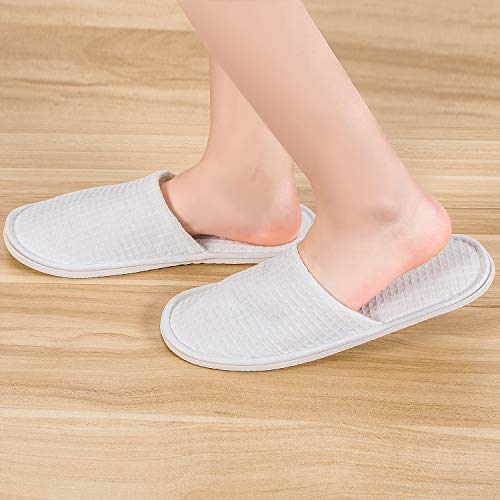 Medium White Spa Slippers - 10 Pairs Closed Toe Indoor Footwear for Men & Women Variation of THIS listing