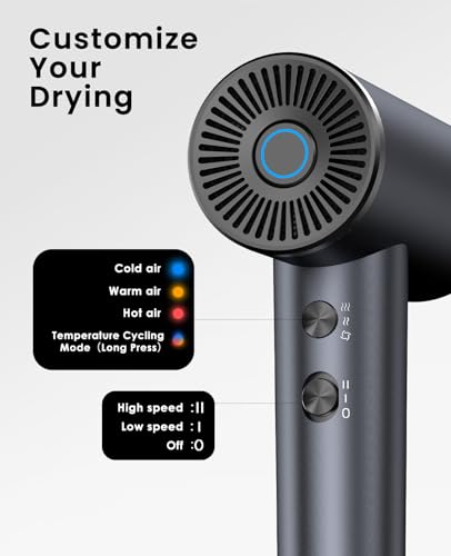 OSOU Ionic Hair Dryer Space Grey - High-Speed Brushless Motor & Negative Ions