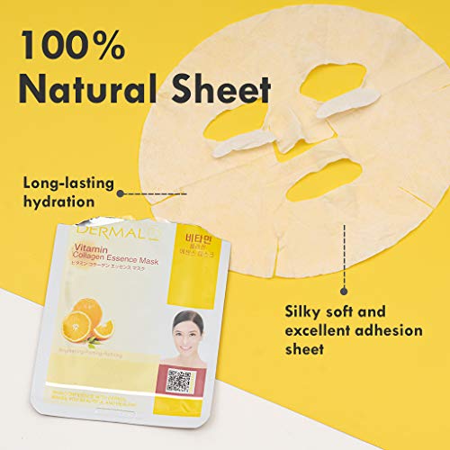 DERMAL 24 Combo Pack Collagen Essence Full Face Facial Mask Sheet 16 Combo Pack A