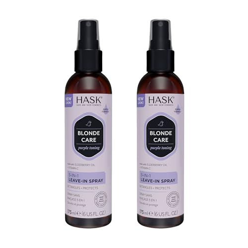 HASK BLONDE CARE 5-IN-1 Leave-In Spray Conditioner 2 Piece Bundle- vegan formula, cruelty free, color safe, gluten-free, sulfate-free, paraben-free