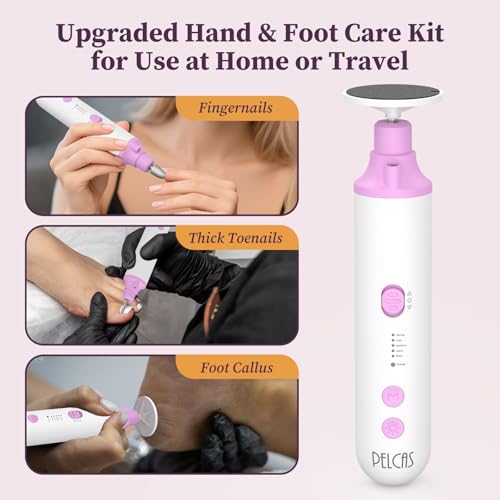 Pelcas Toenail Grinder for Thick Nails - Pink 8-in-1 Pedicure & Manicure Kit