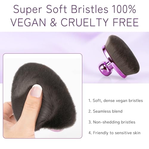 Blend & Blur Extra Large Kabuki Makeup Brush for Body & Legs - Purple Bag
