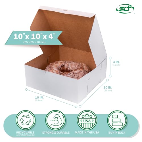 Southern Champion Tray 0973 White Non-Window Bakery Box 10x10x4 - Case of 100