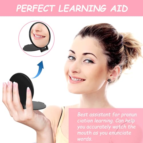 80 Pcs Mini Compact Mirrors Bulk, Portable Black Round Folding Makeup Mirror Set for Purse Travel Women Daily Use