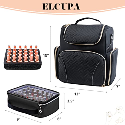Nail Polish Organizer Holds 48 Bottles and a Nail Lamp, Nail Tech Storage Case Large Nail Polish Bag with 2 Removable Boxes and Tools Storage Pockets