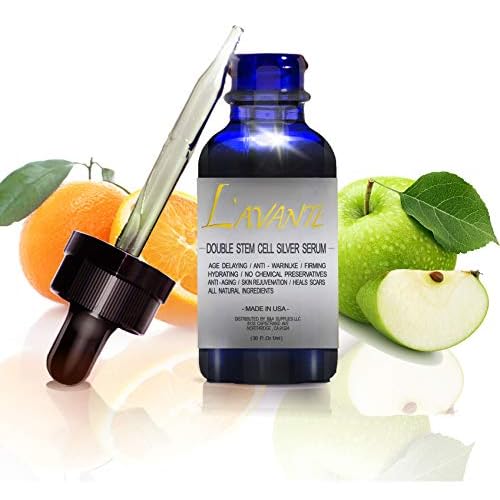 Double Stem Cell Silver Serum - Anti-aging, Anti-wrinkle and Skin Rejuvenation Treatment for Face and Neck, Scar and Acne Treatment, Moisturizer, Skin Hydration