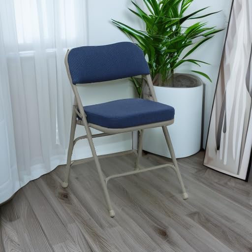 Navy Fabric & Gray Frame Folding Chairs Set of 2 - Heavy-Duty, Padded, Portable
