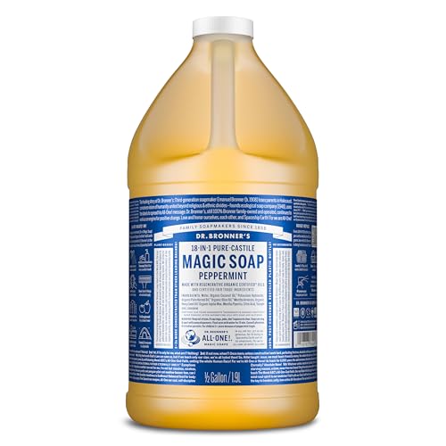 Pure Castile Liquid Soap Peppermint 64 Oz - Multi-Use Organic Vegan & Concentrated