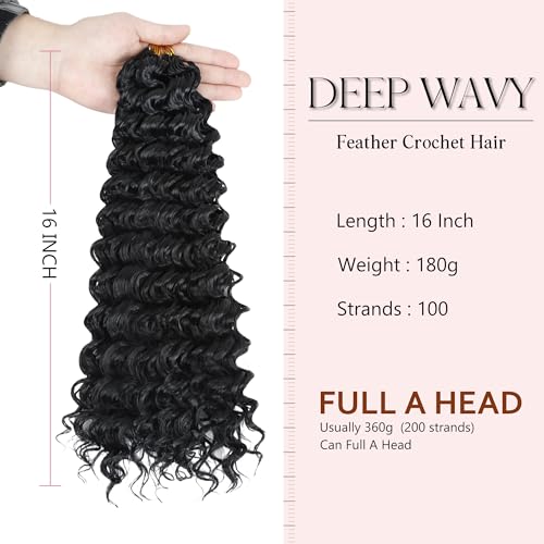 16 Inch Crochet Hair Extensions - Human-Hair-Like Feather Blends, 100 Roots, 4#