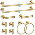 TQKAG Brushed Gold 10-Pieces Bath Hardware Set – SUS304 Stainless Towel Bar 23.6in, Rings, Hooks & Holders