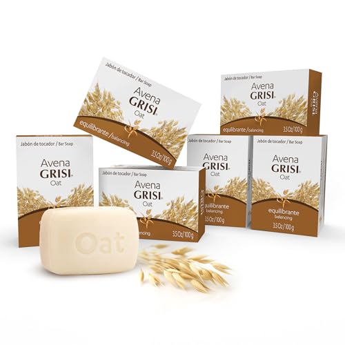 Grisi Oatmeal Bar Soap ? Gentle Daily Body &Face Cleanser with Natural Oats ? Hydrating, Soothing & Nourishing Soap for All Skin Types ? Ideal for the Whole Family ? 3.5 oz Bars, 6 - Pack