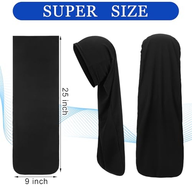 2 Pcs Jumbo Dreadlock Cap Hair Dreads Head Wrap Loc Wraps for Dreads Hair Accessories for Men Women Sleeping(Black,Black,25 Inches)