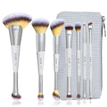 Jessup 7 Dual-Ended Makeup Brush Set with Case - Quiet Gray, 14-Piece