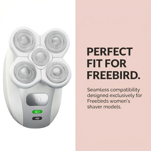 Compatible with Freebirds Replacement Blades Women White,5-Blade Rotary Refill Compatible with Freebirds Shaver for Women,Waterproof,2Pack.
