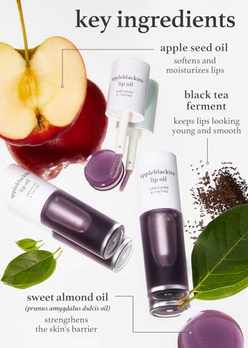 Korean Vegan Lip Oil Set - Appleblacktea & Appleginseng, Hydrating & Plumping, 0.12 Fl Oz Each