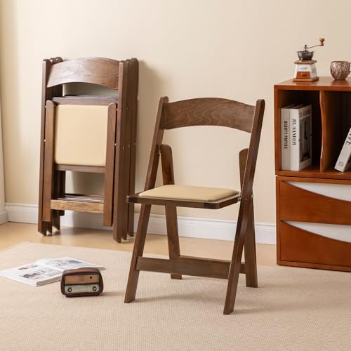 GTNSAFP Classic-Fruitwood Wooden Folding Chair Set of 2 – Space-Saving, Padded & No Assembly