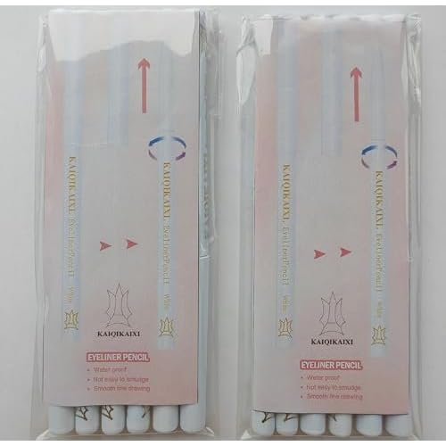 KAIQIKAIXI 6 White Eyeliner Pen, Eyebrow Eye Shadow Pencil, Lip Line Pen, Eyelid Pad, Pencil Makeup Set Tool
