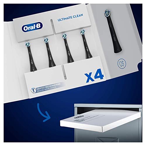 Oral-B iO Ultimate Clean Replacement Brush Heads Black Pack of 4 for Deep Oral Care