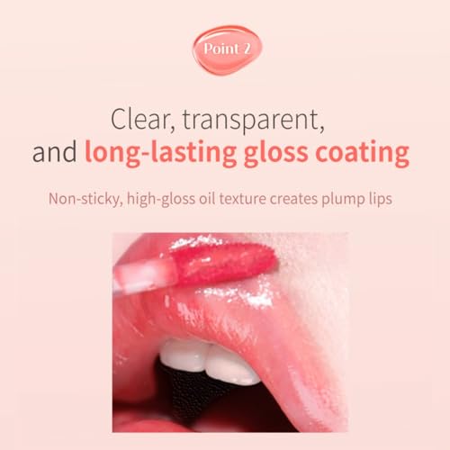 (MACQUEEN NEWYORK Dewy Water Glow Lip Tint - #03 Peach Dew, Glass-like Mirror Shine Hydrating Lip Stain, Long-Lasting & Non-Sticky Pink Tone Water Tint, 0.12 oz (3.5g)