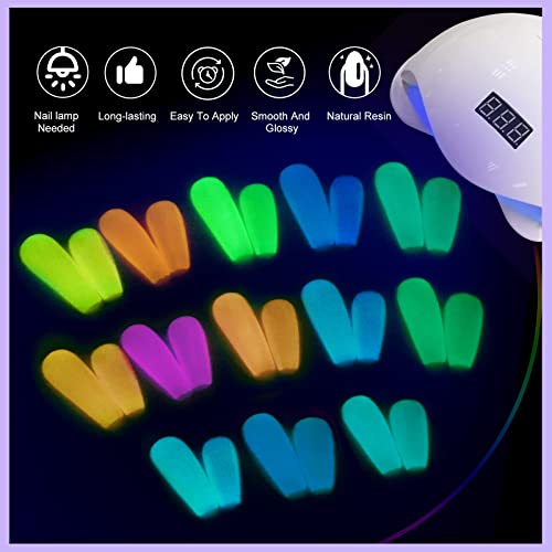 Glow In The Dark Gel Nail Polish Set - 12 Neon Colors, Long-Lasting & UV Reactive